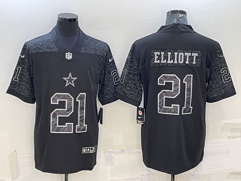 Men Dallas Cowboys 21 Elliott Black Reflector 2022 Nike Limited NFL Jersey